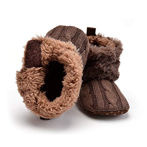 1 Pair Winter Infant Baby Bowknot Knitted Warm Winter Snow Boots for 0-18 Months Baby Boys and Girls Size 11cm/4.41'' (Khaki)