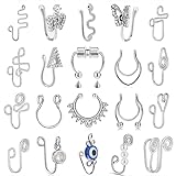 VitaCool Fake Nose Ring Hoop Magnetic Fake Septum Nose Ring Stud Faux Non Piercing Nose Cuffs for Non Pierced Jewelry for Women Men