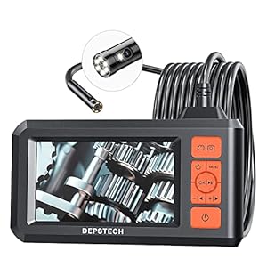 DEPSTECH endoscoopcamera met dubbele lens, inspectiecamera met licht, 7 instelbare leds, 4,3“-HD-beeldscherm, 1080p…
