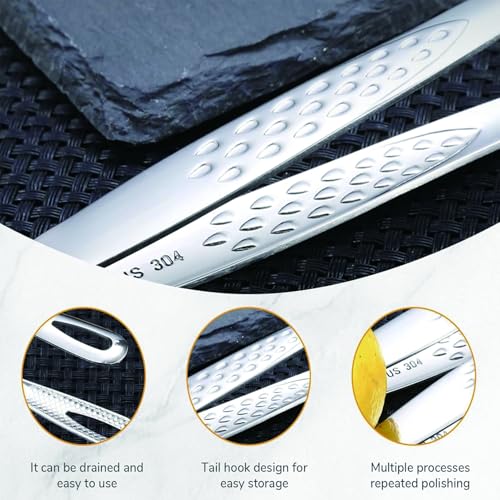 Pinça de aço inoxidável, pinças coreanas para churrasco, pinças de cozinha extralongas, pinças de co
