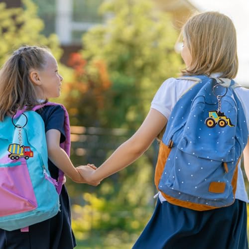 CAIKAILIOR 8 Stück Schlüsselanhänger Traktor,schlüsselanhänger Kinder,Baufahrzeuge Thema,Bagger Spielzeug Anhänger Baustellen Party Kindergeburtstag Mitgebsel BAU Geburtstag Give Aways Gastgeschenke