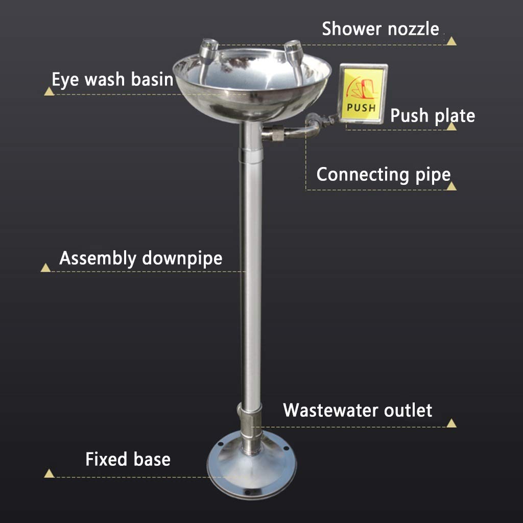 Lavaojos en Aerosol de Emergencia para Laboratorio, estación de Lavado de Ojos Vertical de Doble Boquilla, Agua de Flujo Suave, para Productos químicos de centrales eléctricas.,
