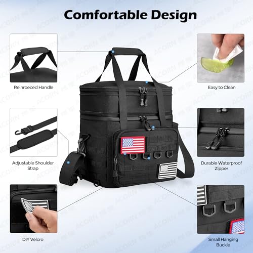 DOLOPL Lunch Box for Men, Black Insulated Expandable Lunch Bag for Men/Women, 16L Large Tactical Leakproof Waterproof Cooler Lunch Bag With Adjustable Shoulder Strap for Outdoor, Picnic, Office — view 4