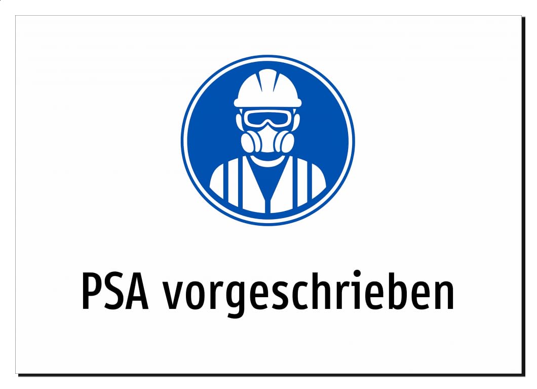 PSA vorgeschrieben – Aluminiumschild A3: 420x297mm – Mit Grafik und Text