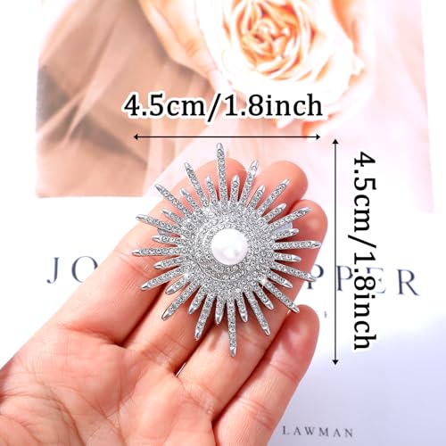 Image of Sunflower Pearl Brooch Pins for Women, Elegant Sunflower Rhinestone Brooches, Sunflowers Brooch Pins for Women, Pearl Broochs for Wedding, Shawls, Parties, Proms, Valentine's Day