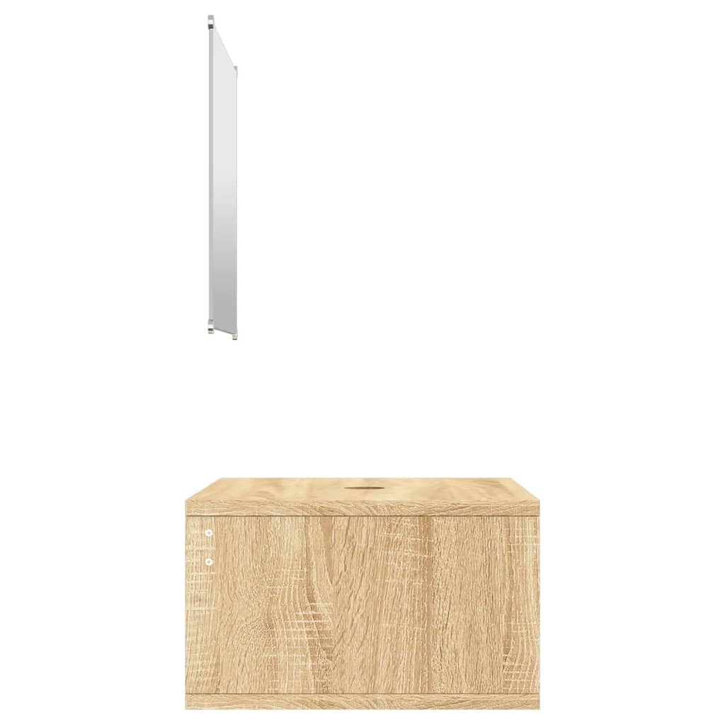 vidaXL Ensemble de Meubles Salle de Bain Armoires 2 pcs, Armoires Murales avec Miroir, Placards de Rangement, Moderne, Chêne Bois d'Ingénierie