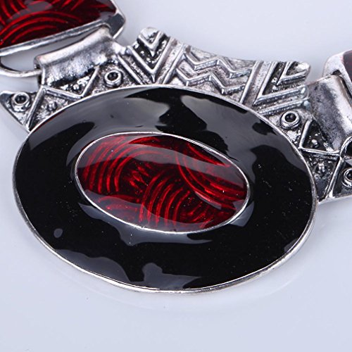 Yazilind Ethnic Multicolor Embossed Oval Gangle Bib Collar Earrings Necklace Jewelry Set #TOP3