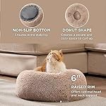 Bedsure Calming Cat Beds for Indoor Cats - Small Cat Bed Washable 20 inches, Anti-Slip Round Fluffy Plush Faux Fur Pet Bed, Fits up to 15 lbs Pets, Camel - Image 2
