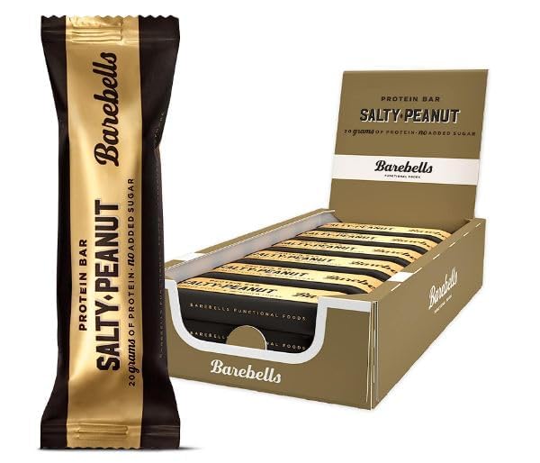 Barebells Salty Peanut Protein Bar, High Protein and Low Carb Bar, 12 x 55g (1,94 oz) Low Sugar Snack Protein Bar with 20g protein