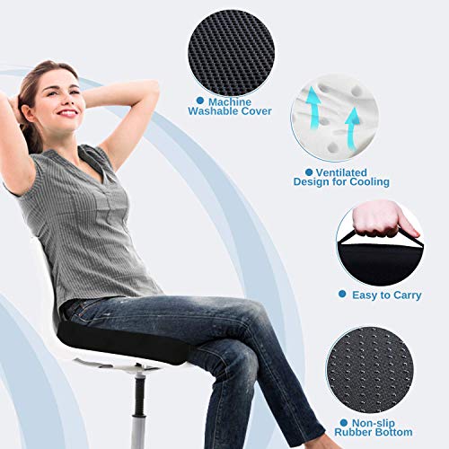 Orthopedic Seat Cushion For Office, Coccyx Memory Foam Seat Cushion For Hip Sciatica Pain Relief, For Car Wheelchair Desk, Ventilated Non-Slip Portable Designed（Black） #TOP1