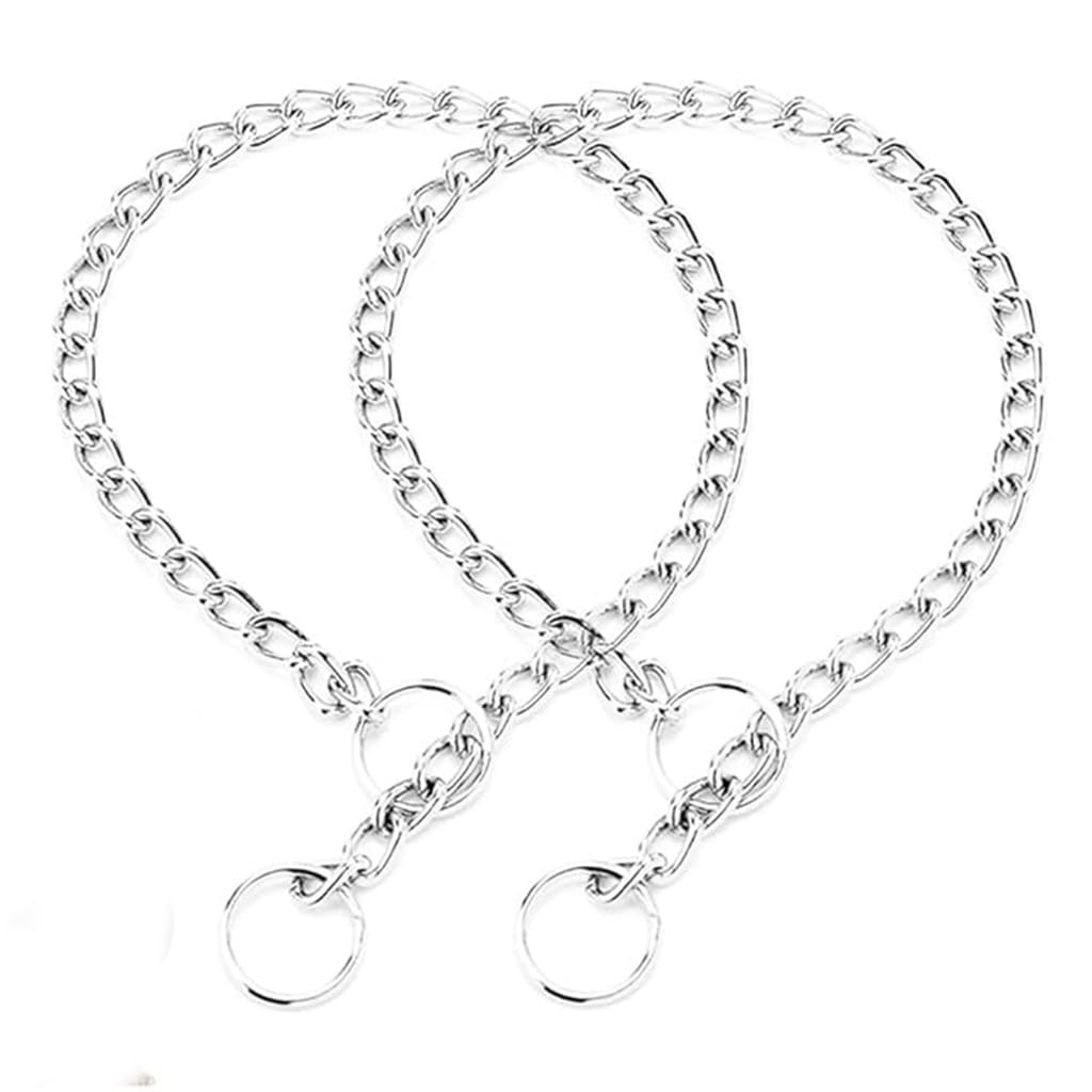 Collier en métal argenté taille M à maillons coulissants robustes pour chiens (lot de 2)