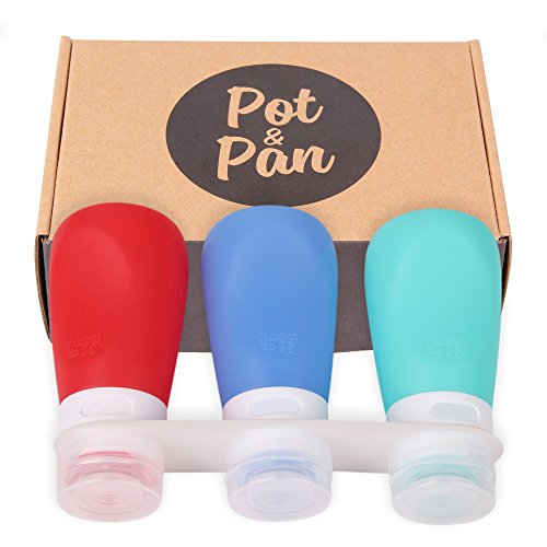 3 Pack - Silicone Bottles (3 Ounces) - Kitchen, Travel, and General Use - Stands Upright