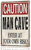 MOLESS 'Caution: Man Cave - Enter at Your Own Risk!' Funny Man Cave Decor for Men | 12x8″ Durable Vintage Metal Man Cave Signs Wall Decorations for Basement/Garage/Mancave, 2361