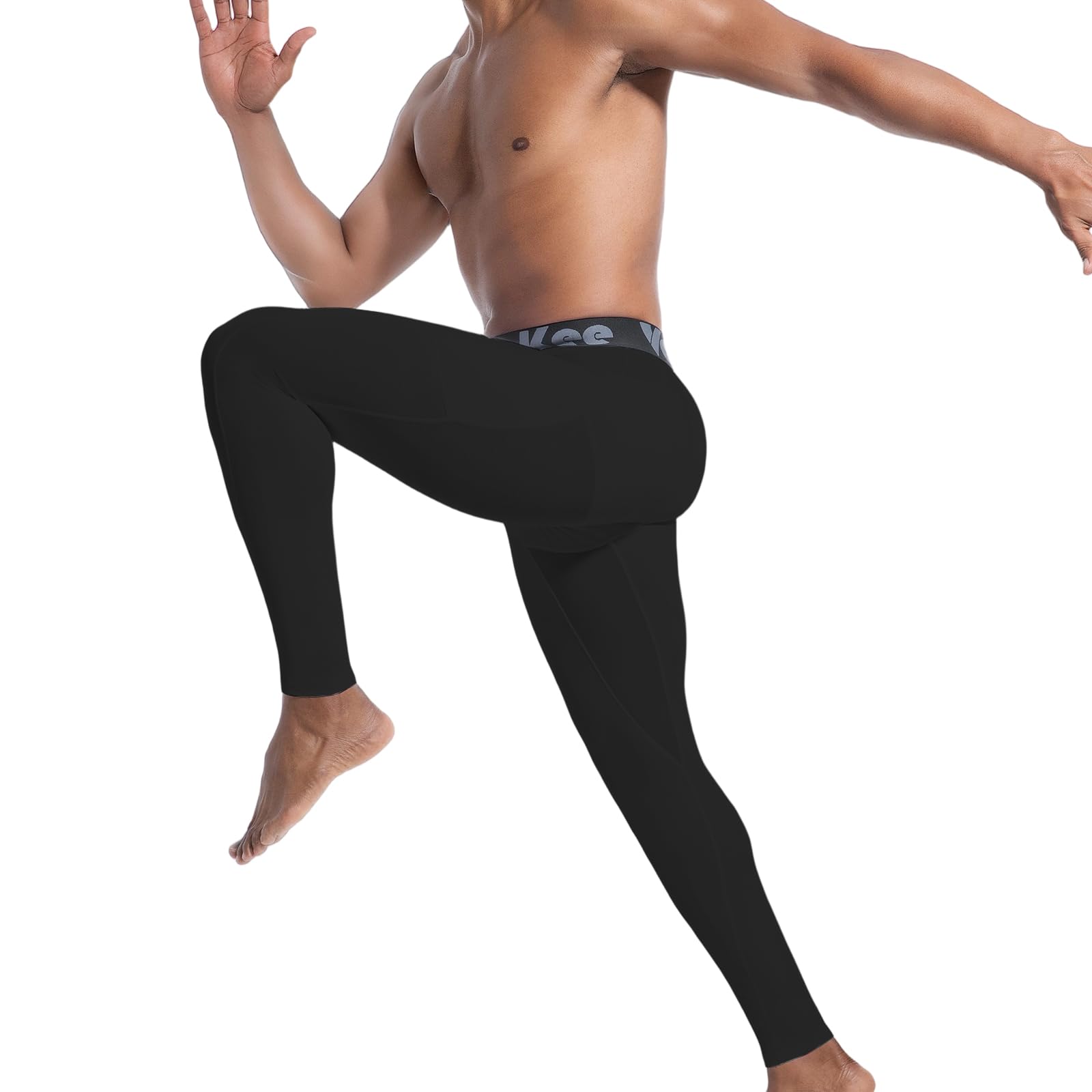 Pantalones de Compresión para Hombre con Bolsillos Mallas Deportivas para Correr Pantalones de Secado Rápido Capa Base de Sudor para Baloncesto Fútbol Yoga Gimnasio