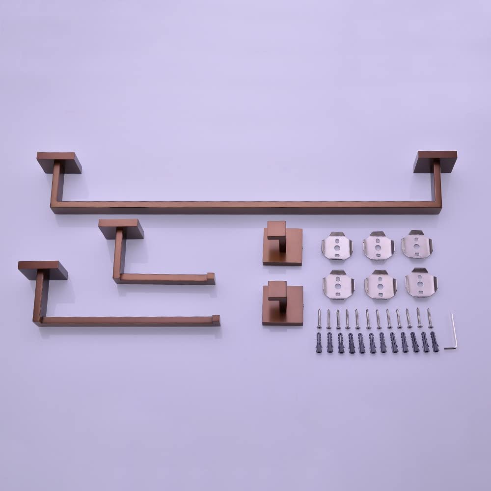 Accesorios de baño Soporte para papel higiénico Ganchos para toallas de oro rosa cepillado Juego de accesorios de baño de montaje en pared de dormitorio de acero inoxidable, 5, pieza, juego, China