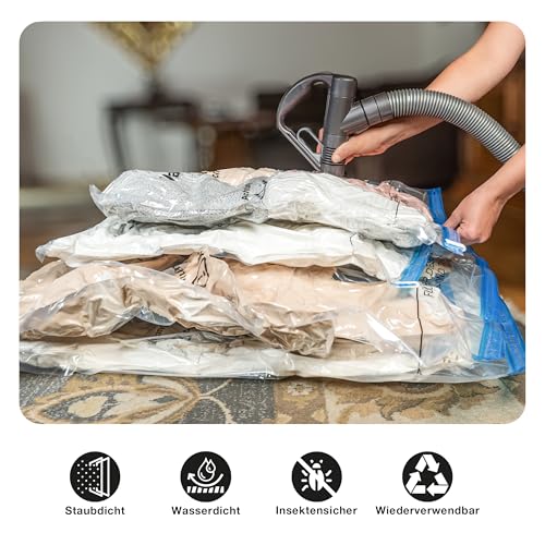 Vakuumbeutel für Kleidung & Bettdecken 8er Pack 3-100x80 cm, 3-80x60cm, 2-70x50 cm,Luftpumpe, Vacuum Bags, Bettdecken, Kissen, Bettwäsche, Reisen, Umzug & Aufbewahrung, Doppel-Zip