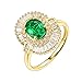 Epinki Anello Donna Oro 18K 750, Anello Smeraldo 1.13CT con Diamante 0.75CT Fiore di Lusso Anello Fidanzamento Fascia Misura 11