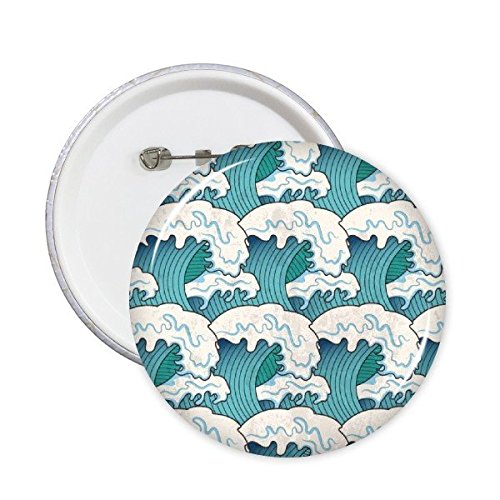 Broche Ukiyoe Japon : lot de 5 petits badges ronds pour customisation de vêtements en tissu