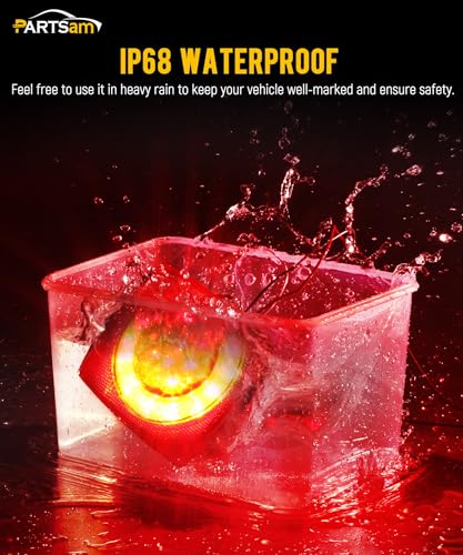 Image of Partsam Led Submersible Trailer Tail Lights Kit, Waterproof 12V Square LED Trailer Lights Halo Glow with Wiring Harness Combination Brake Stop Turn Running License Lights for RV Marine Boat Trailer