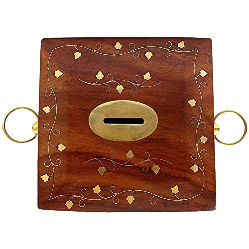 Image of Money Bank - Big Size Master Size Large Piggy Bank Wooden 30 x 15 cm for Kids and Adults (Brown) (14 x 14 x 30 cm Big Size, Brown)