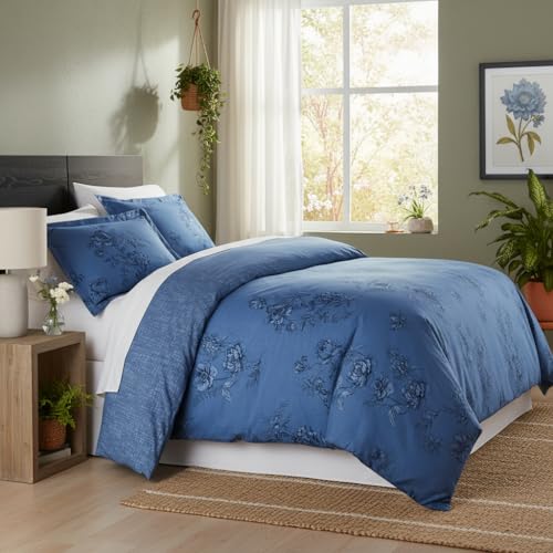 Southshore Fine Living, Inc. Paisley Boho Duvet Cover Queen Size/Full Size - Premium Quality Full/Queen Bedding Set, Easy Care - 1 Duvet Cover Full/Queen, 2 Pillow Shams - Harmony Blue