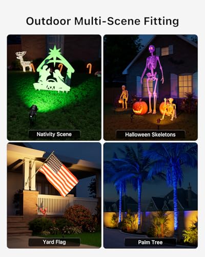Image of 6 Pack Color Change Spotlights for Decor Lighting 120V Remote Waterproof Plug-in Multicolor Landscape Spot Light Uplight for Yard Decoration, Tree, Bush, Status, Indoor Plant, Picture & Painting