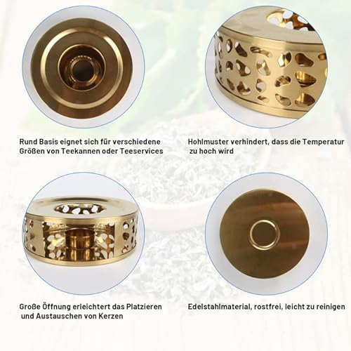 Miniatura 6 de Hongma Hongma Fb156 - Calentador De Té De Acero Inoxidable Con Portavelas 15 Cm