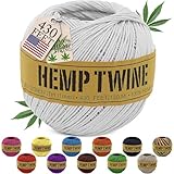 100% Hemp Twine Ball 1MM, 100G/430 Ft. - 20 lb. Test Strength - White