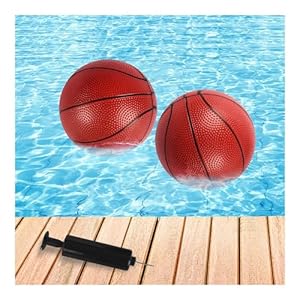2 Pack Water Pool Basketball with Pump, 6” Waterproof Small Basketball for Swimming Pool Basketball Hoop, PVC Lightweight Brown Soft Basketballs Pool Game for Kids Toddler Adults