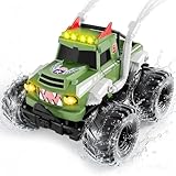 Nitigo Coche Teledirigido - 4WD Monster Truck con Cañón de Agua, 1:16 Coche RC Anfibio con Luces LED 20 Km/h, 2 Baterías Recargables 90 Min de Autonomía, para Niños 6-12 Años y Adultos (Verde)