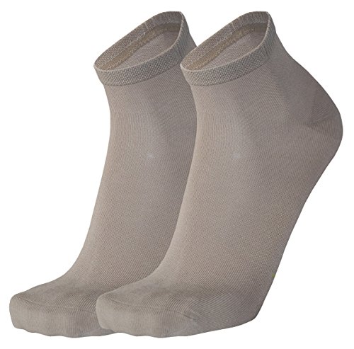 Tobeni 6 Pares Mujer Hombre Calcetines de Bambú Corto Quarter Unisexo Color Beige Tamano 47-50