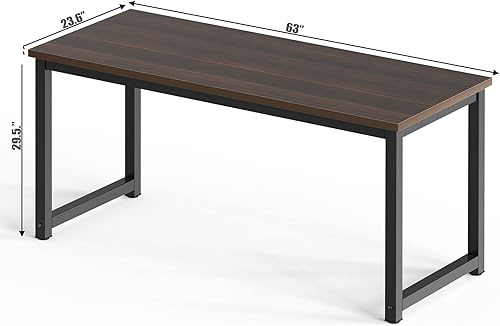 Miniatura 2 de NSdirect Large Office Desk for Home Office, Large 63” Computer Desk Table, Wide Writing Study Desk for 2 Person, Metal Sturdy Frame Thicker Steel