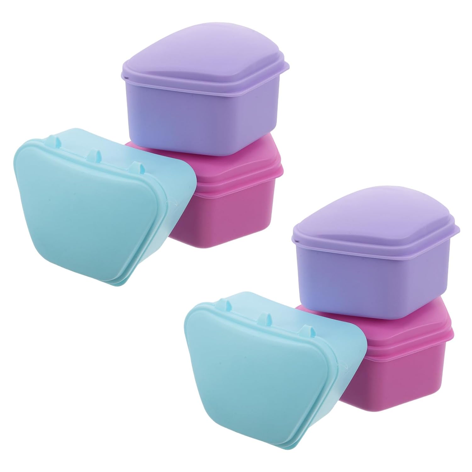 Generic 6pcs Denture Container: Reusable Denture Travel Case Retainer Soak Container Portable Organizer For Cleanliness Comfort