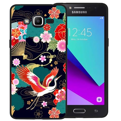 zaztify Case for Samsung Galaxy J2 Prime/J2 Ace G532G/Grand Prime Plus/Grand Prime (2016)/Go Prime, Cranes Birds Flowers Herons Floral Chinese Asian Style Japanese Pattern Shockproof Soft Cover Shell