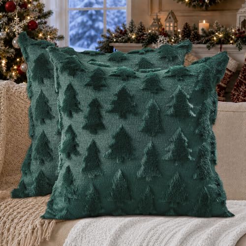 DFXSZ Christmas Tree Pillow Covers 18x18 inch Set of...