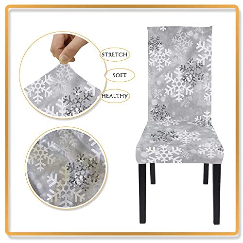 Lipor LIPOR-34 Set Of 6 Christmas Dining Chair Slipcovers Stretch Parsons Chair Covers Snowflake Printed Home Decor Washable Dining Chair Protector thumb #2