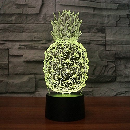 3D Pineapple Night Light Table Desk Optical Illusion Lamps 7 Color Changing Lights Led Table Lamp Xmas Home Love Birthday Children Kids Decor Toy Gift #TOP2