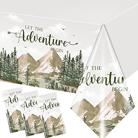 Gupesxu Adventure World Awaits Tablecloth - Travel Themed Table Decorations Disposable Exploration Travel Plastic Tablecloth for Baby Shower Birthday Graduation Retirement Cover