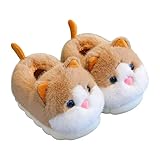 Zonkacen Children Boy Girl Non Slip Fashion Cute Animal Winter Slippers for Indoor House Bedroom Living Room Balcony Guest Walk Cold Weather Khaki 10-11 Little Kid