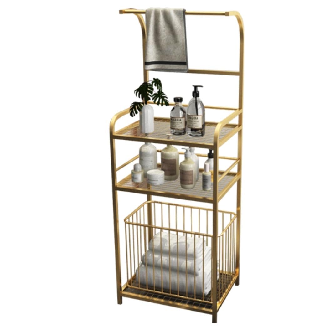 DKRAHRJJ Towel Rack, Standing Towel Holder Metal Towel Stand, Towel Shelf with Laundry Hamper Basket/D