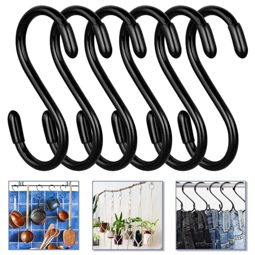 Officentra Vinyl Coated S Hook, Hanging Plants,Non Slip (6pcs, 3 Inch)