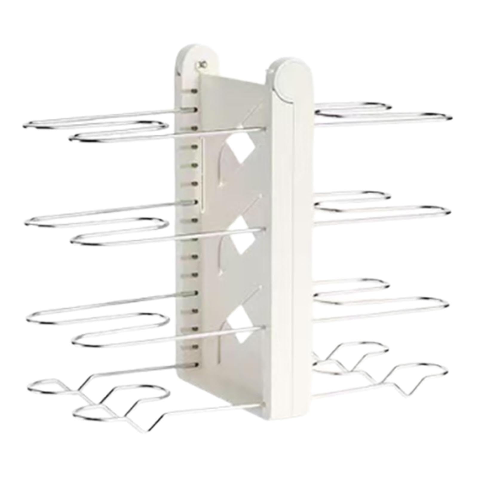Amagogo Organizzatore per pentole e padelle, Organizzatore per teglie da forno, Supporto per pentole, Supporto per coperchi di pentole, Griglia per pentole, Bianco