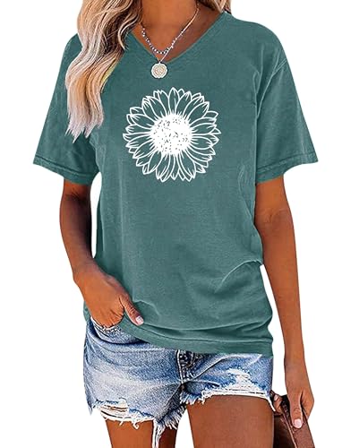 EADINVE-Womens-Short-Sleeve-V-Neck-Sunflower-Graphic-Printed-Summer-Tee-Vintage-T-Shirt-Cotton-Tops-Novelty-Cool-Shirt