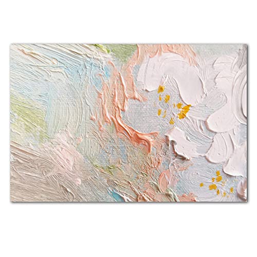 Abstract Canvas Wall Art Pink And White Abstract Painting Canvas For Living Room Abstract Paint Print Turquoise Blue White Yellow Green Abstract Picture Abstract Texture Painting 16X24Inch No Frame #TOP1