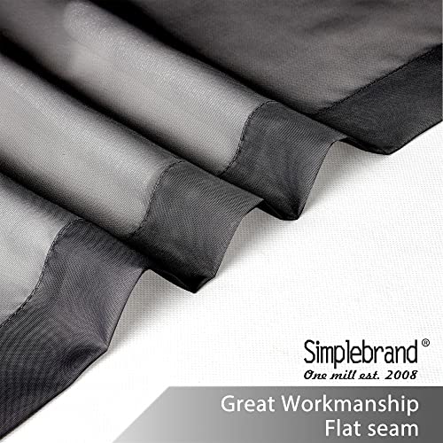 Image of Simplebrand Black Tier Curtains for Kitchen 24 Inches Long 2 Panels Set, Rod Pocket Cafe Curtain Light Filtering Sheer Short Curtains for Bathroom /Basement Half Window 42 x 24 Inch, 2Pcs, Black