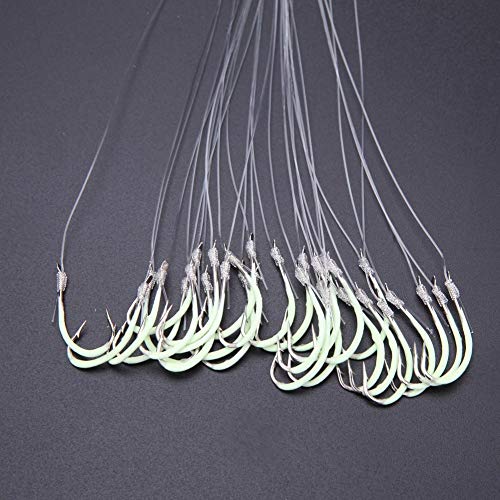 Ganchos de peixe limpos, 30 peças, luminosos, anzol farpado, linha Agrafe de aço carbono