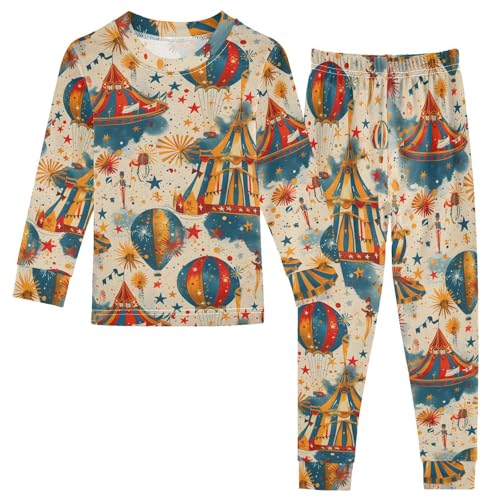 Pajama Sets Long Sleeve Circus Theme with Bright Soft Comfy Sleepwear 2 Piece PJS 3-8T