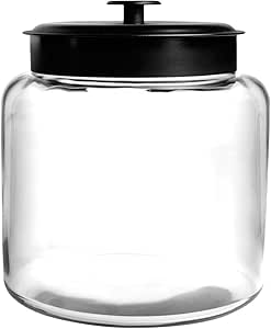 Anchor Hocking Montana 1.5 Gallon Glass Jar with Lid, Black Metal Lid