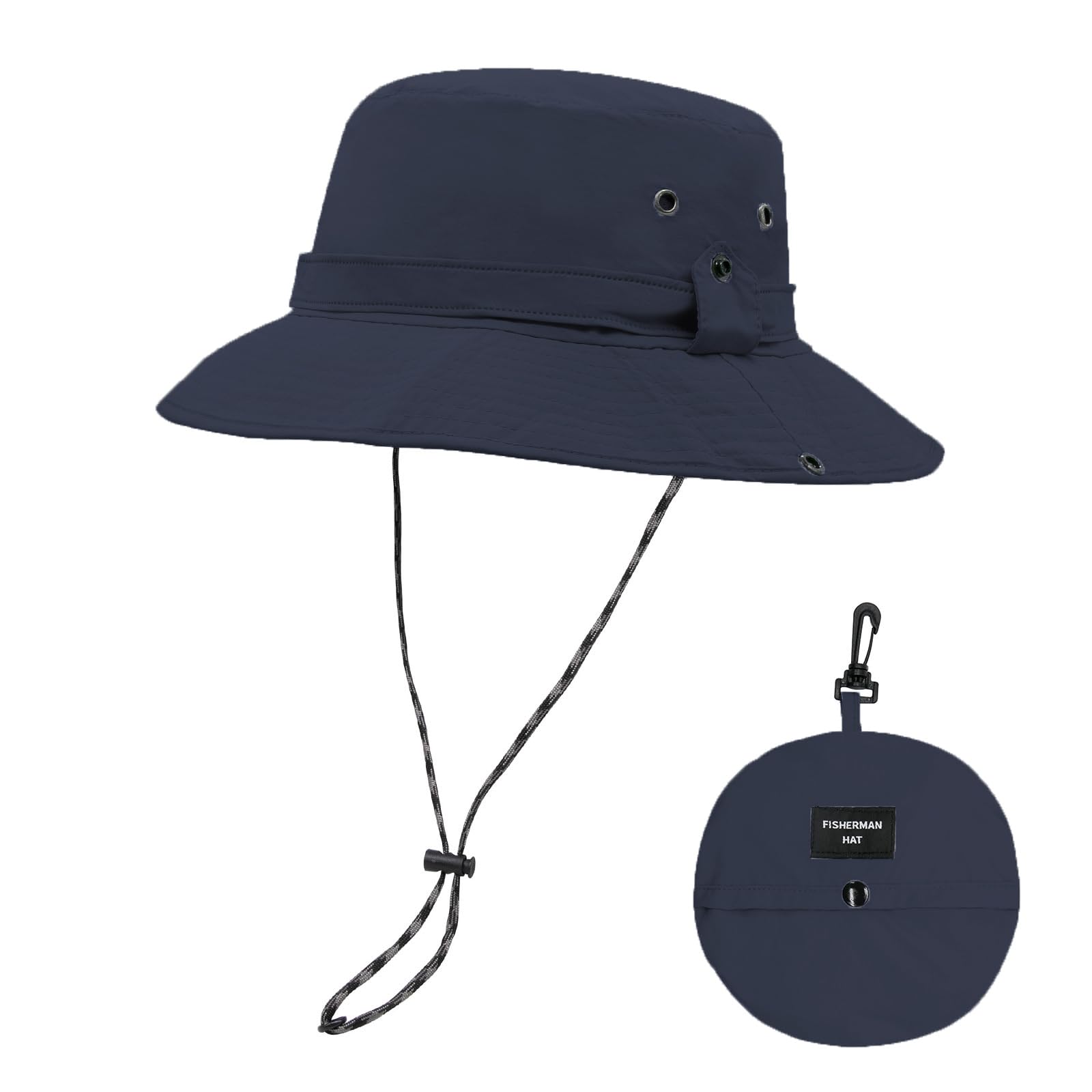 Chapeau De Soleil à Large Bord Avec Mentonnière - Unisexe, Réglable, UPF Protection UV - Pour Randonnée, Pêche, Camping
