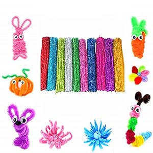 Tukcherry Cure-Pipes, 100 tiges de Chenille pour Bricolage, 10 Couleurs Assorties Cure-Pipes pour décorations et Artisanat créatif, 6 mm x 12 Pouces, Bricolage Amusant
